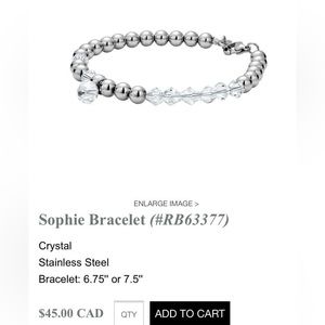 TOCARA New Sophie 6,75 inch Stainless and Crystal Bracelet